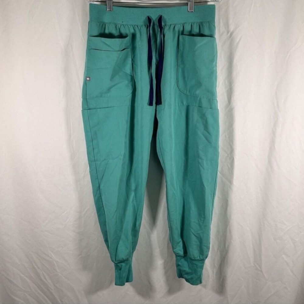 Figs Cargo Scrub Pants Women's Medium Green Pull On Drawstring Pocket Medical